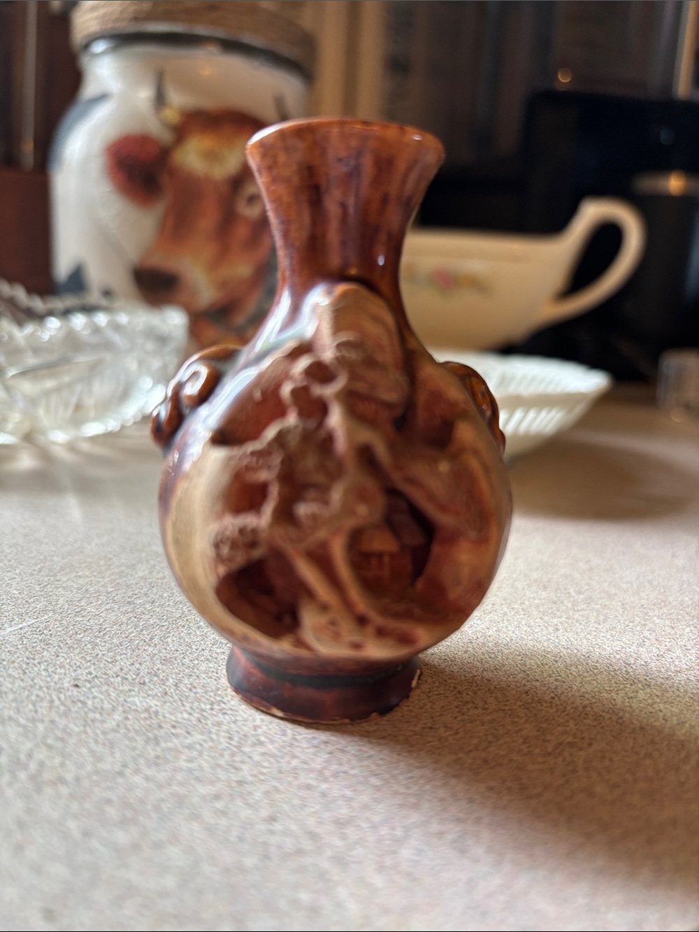 Source Unknown Brown Glazed Miniature Vase